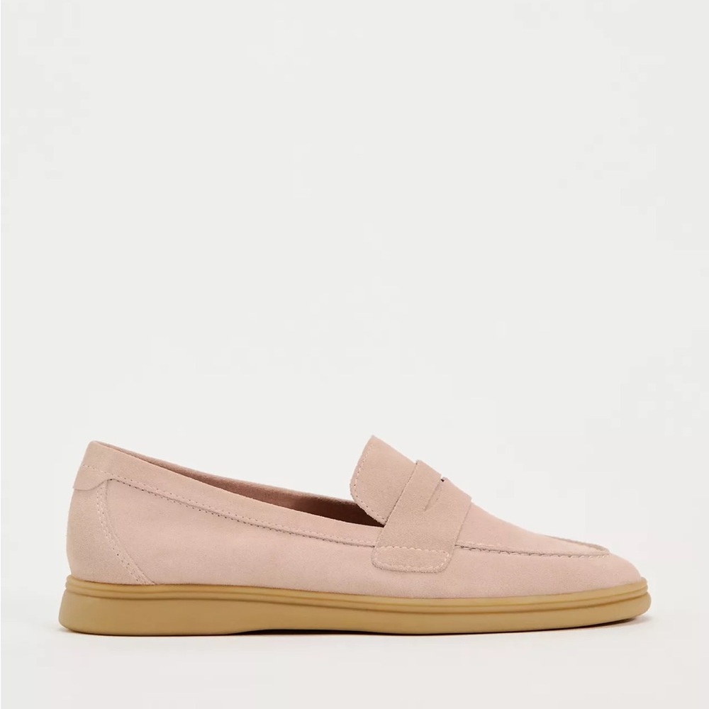 Zara Suede Loafers in Light Pink